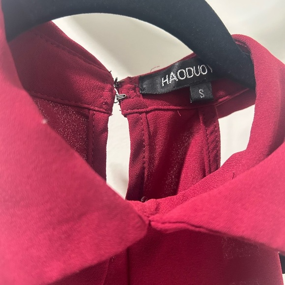Red cocktail dress size, small business lapel collar - Picture 2 of 3